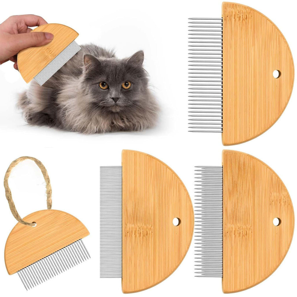 Flea Comb For Cats  Wooden Cat Comb Pet Comb With Rounded-Tip Teeth Tangles