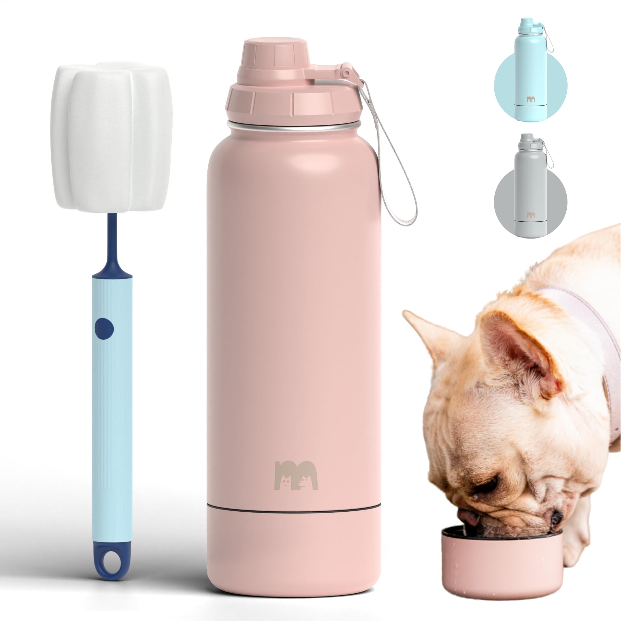 Miracle Pets Dog Water Bottle with Attached Foldable Bowl