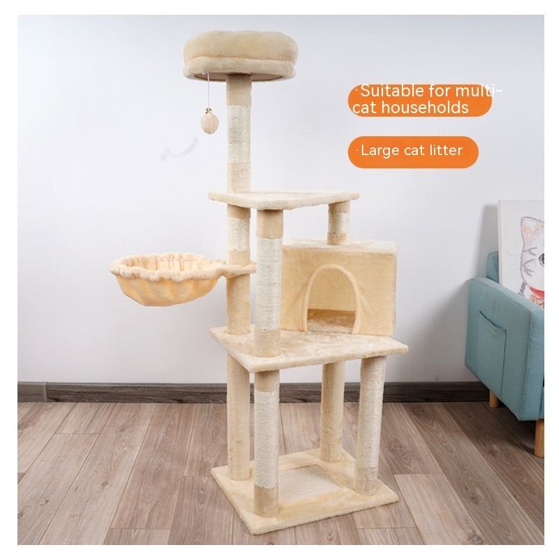 Multi-Level Wooden Cat Jumping Platform & Scratching Tower