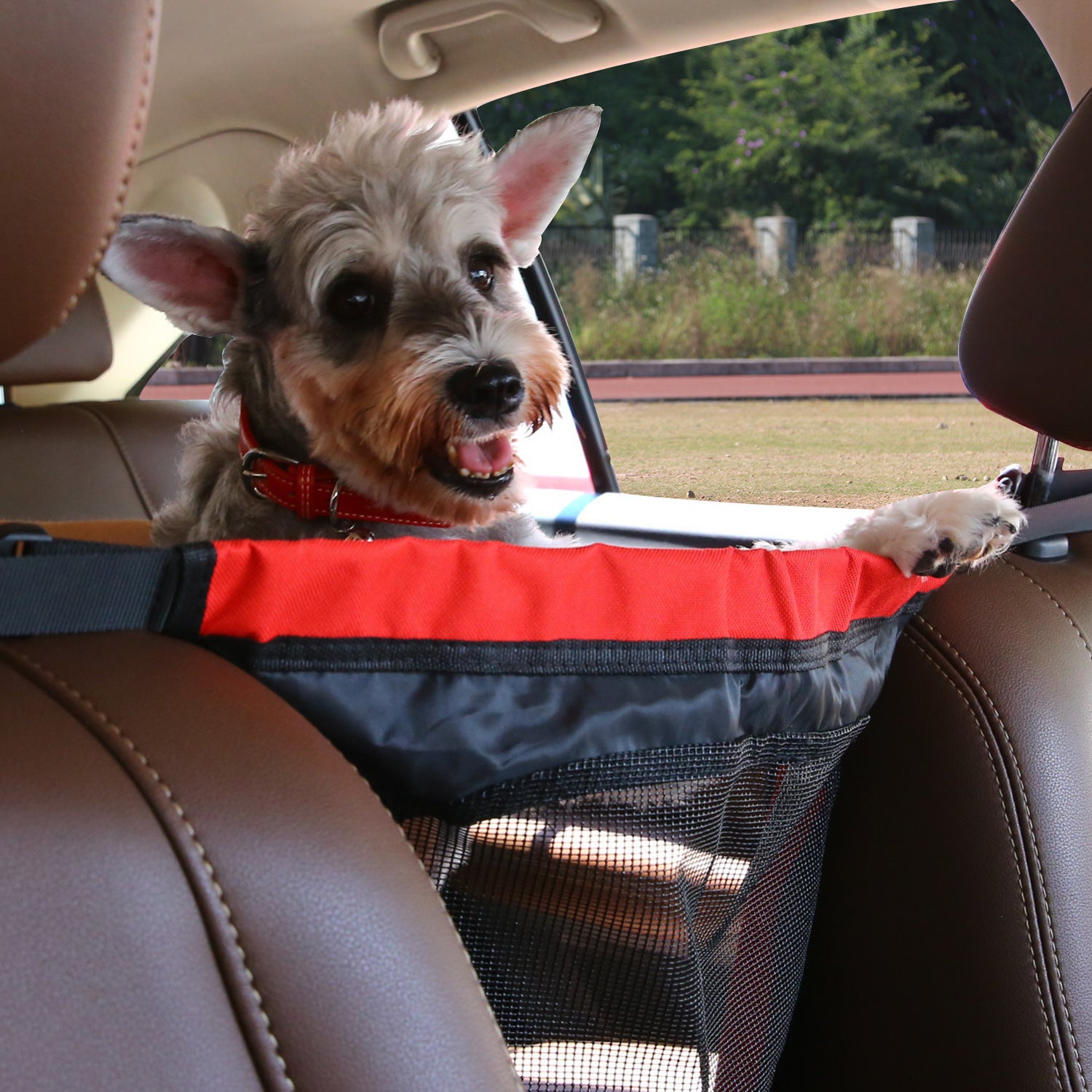 Pet Car Back Seat Barrier for Dogs & Cats | Safety Mesh Guardrail