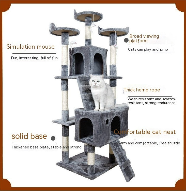 Large Cat Tree with Sisal Columns & Integrated Jumping Platforms