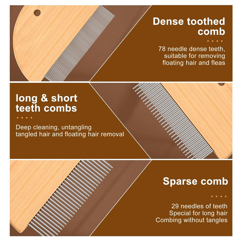 Flea Comb For Cats  Wooden Cat Comb Pet Comb With Rounded-Tip Teeth Tangles