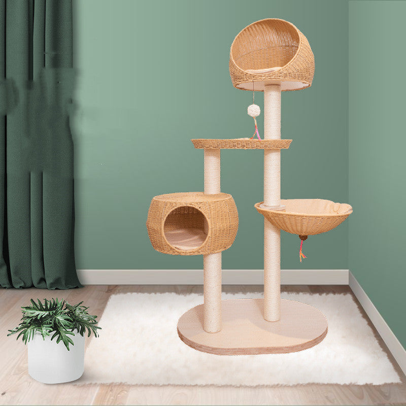 Premium Solid Wood Multi-Level Cat Tree – Luxury Cat Furniture