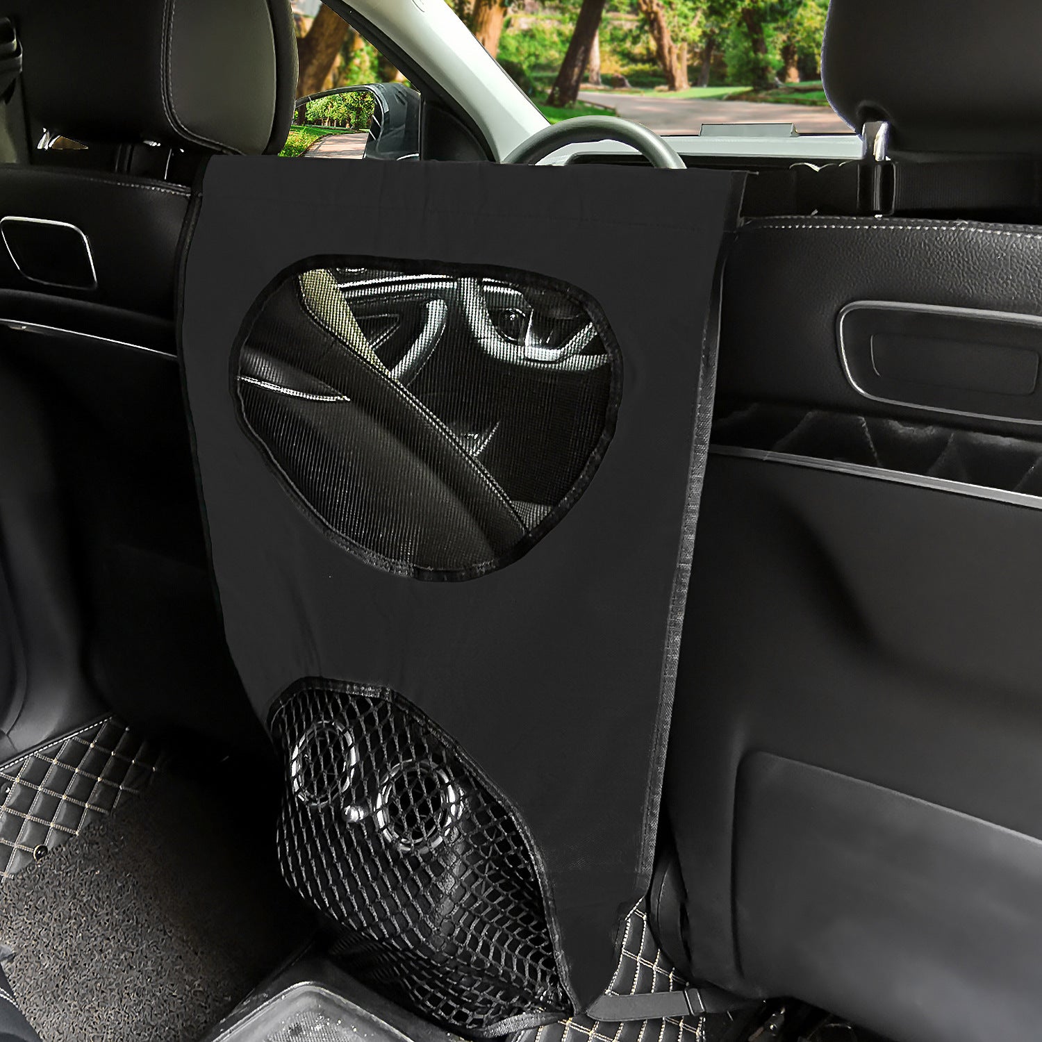 Pet Car Back Seat Barrier for Dogs & Cats | Safety Mesh Guardrail