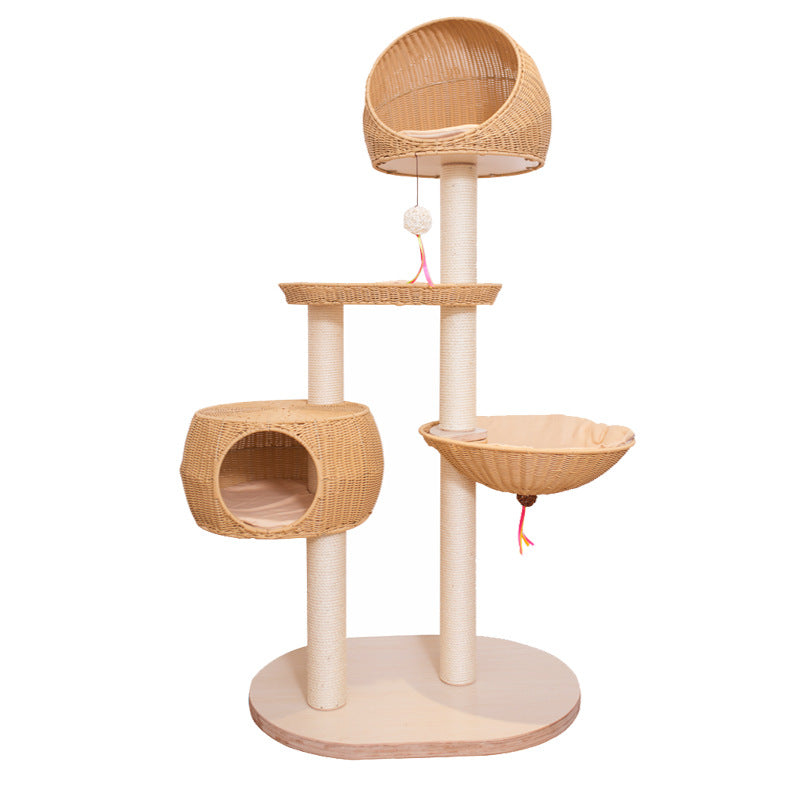 Premium Solid Wood Multi-Level Cat Tree – Luxury Cat Furniture