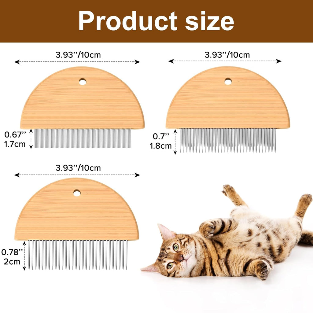 Flea Comb For Cats  Wooden Cat Comb Pet Comb With Rounded-Tip Teeth Tangles